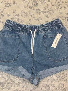 Francesca's Collections Medium Blue Denim Drawstring Women’s Shorts